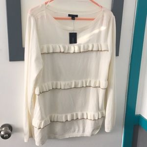 NWT- Tommy Hilfiger off-white ruffle sweater